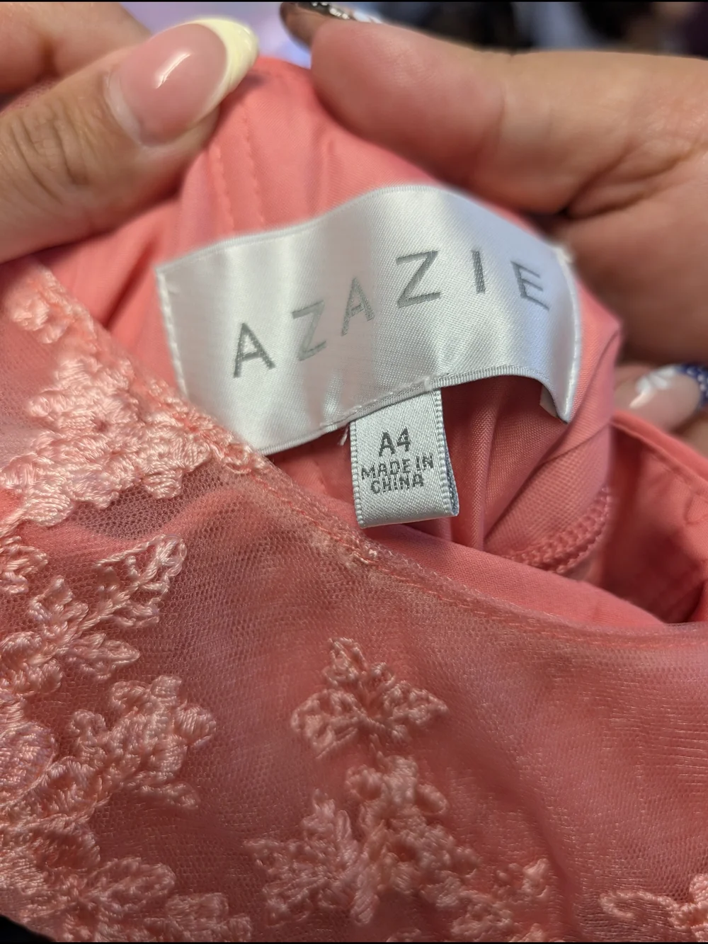 Azazie Coral Pink Lace Chiffon Girls' Formal Dress